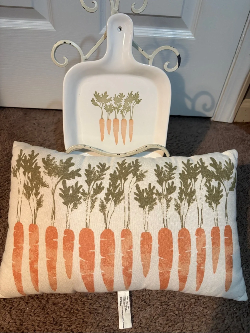 Decorative Carrot pillow w/ matching Carrot plate